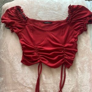 Burgundy red medium crop top from Shein
